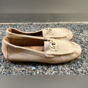 Rachel Zoe Sandalwood Beige Suede Loafers Size 10